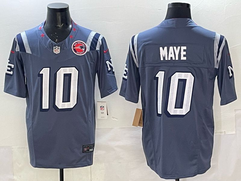 Men 2025 New England Patriots #10 Maye blue 5th generation Throwback Nike Limited NFL Jersey style 02